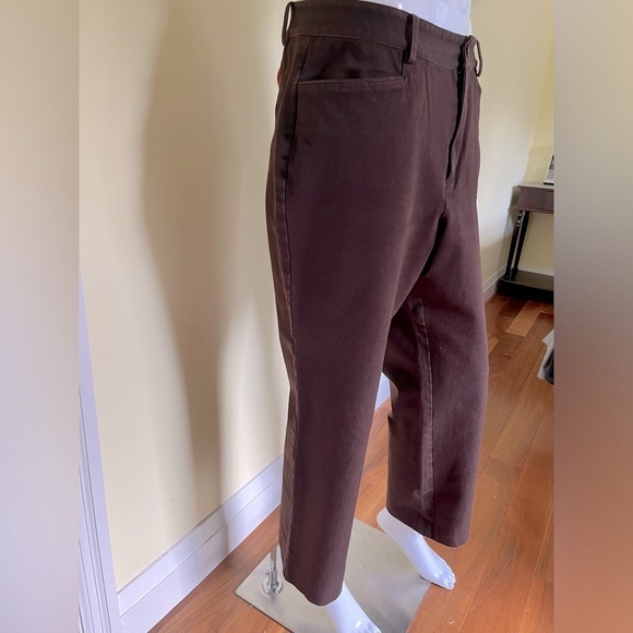 Ralph Lauren dark brown cotton pants jean style straight legs high waist US 14 - Picture 3 of 14
